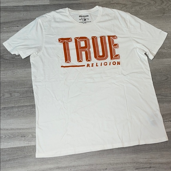 Men True Religion White/Orange T-Shirt - Picture 1 of 2